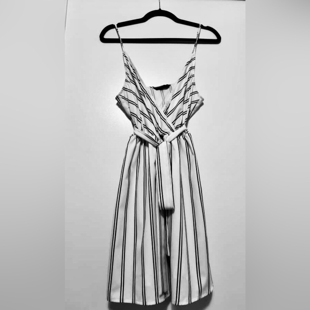 Elegant Black and White Striped Dress